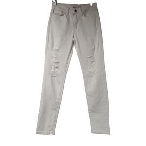 Nature Womens Estilo Jeans Skinny Ripped Distressed Stretch White Size 7/27